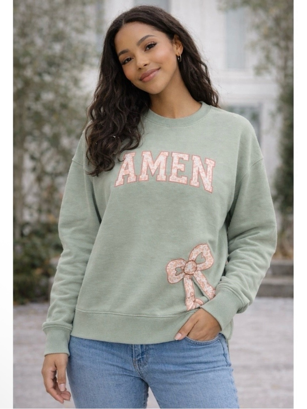Amen Sweatshirt Side Cut Out Bows